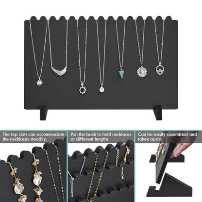 MOOCA Portable Wooden Plank Necklace Jewelry Stand for 15 Necklaces, Black - color: Black, 15 Necklaces