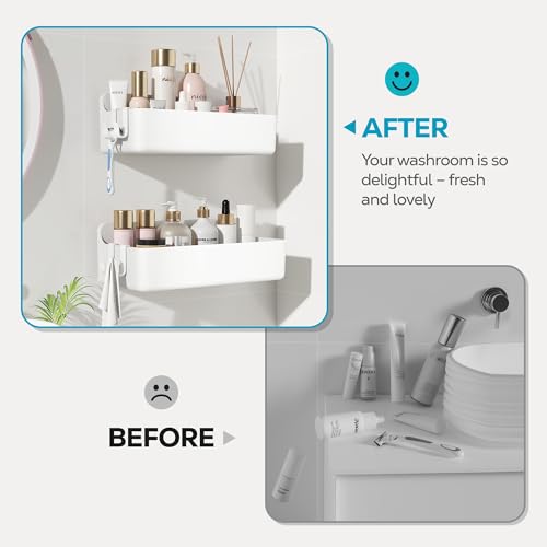 Nieifi Adhesive Shower Shelves, White, 2 Pieces - color: White, size: 2 pieces
