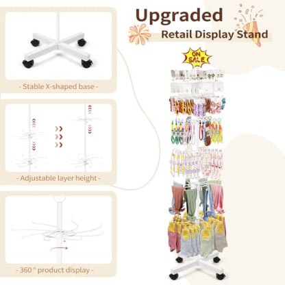 Flenpptly Retail Display Stand, 7-Tier Rotating Display Rack, White - color: 7-Tier White