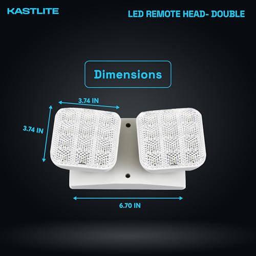 KASTLITE 2.4-Watt Indoor Adjustable Double Head Integrated LED White Emergency Remote Head, 200 Lumens | Requires Compatible Emergency Unit, 120/277V Compatible - size: 2 HEADS | INDOOR | 2.4W