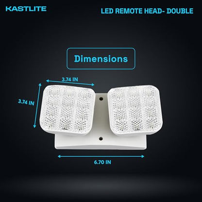 KASTLITE 2.4-Watt Indoor Adjustable Double Head Integrated LED White Emergency Remote Head, 200 Lumens | Requires Compatible Emergency Unit, 120/277V Compatible - size: 2 HEADS | INDOOR | 2.4W