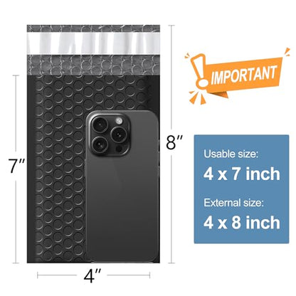 Famagic Black Small Bubble Mailers 4x8 for Shipping Jewelry Cards, 50pc - color: Black, size: 4x8 50pcs