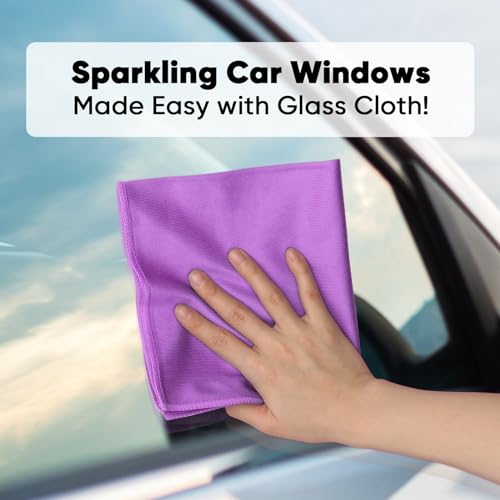 HOMEXCEL Glass Cleaning Cloths 6PK, Streak Free Towel for Windows, 14x16in - color: Purple, size: 14 x 16 Inch