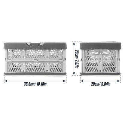 Domiella 2-Pack Foldable Storage Baskets, 20L Collapsible Crates PP Grey - color: Grey
