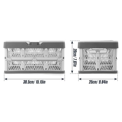 2-Pack Foldable Storage Baskets, 20L Collapsible Crates PP Grey+Blue - color: Grey + Blue