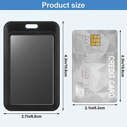 Eaasty 40 Pcs Hard Plastic ID Badge Holder Vertical Slide Open Card Case