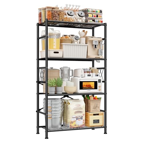 DurayLoly 4-Tier Heavy Duty Metal Shelving with Hooks, 880 lbs, for Kitchen - size: 30" W x 12" D x 60" H (4T)