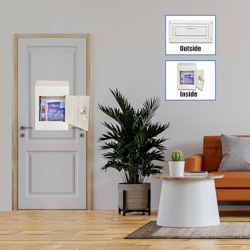 Locking Door Drop Box, Anti-Fishing Mail Slot with Rear Access - color: White, size: Medium