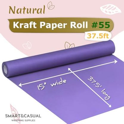 SMART&CASUAL 15" x 450" (37.5') Kraft Paper Roll for Art Craft Supplies Gift Wrapping Moving Packing Painting Drawing Paint Easel Poster Chart Paper (Purple, 15" W x 450" L (37.5')) - color: Purple, size: 15"W x 450"L ( 37.5' )