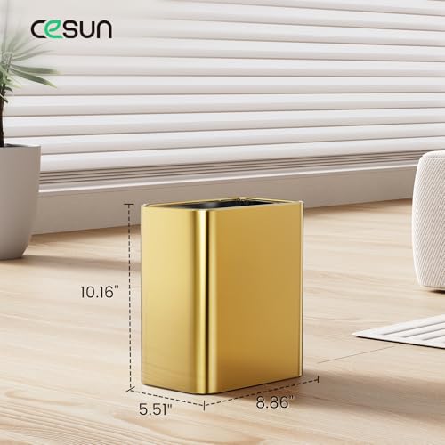 Cesun Small Bathroom Trash Can, 2.1 Gallons, Under Sink Wastebasket, Gold - color: Gold