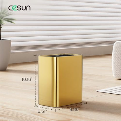 Cesun Small Bathroom Trash Can, 2.1 Gallons, Under Sink Wastebasket, Gold - color: Gold
