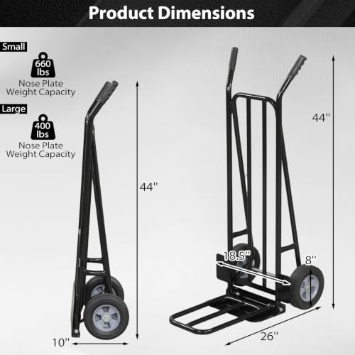 Goplus Hand Truck Dolly, Heavy Duty Metal Moving Dolly Cart - color: Black