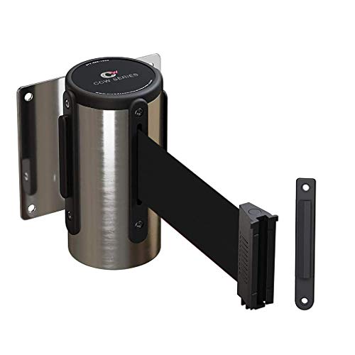Crowd Control Warehouse WMB-125 Fixed Wall Mount Retractable Belt Barrier - color: Black, size: Solid Color