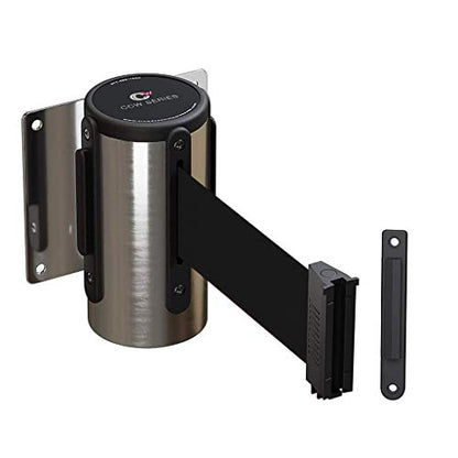 Crowd Control Warehouse WMB-125 Fixed Wall Mount Retractable Belt Barrier - color: Black, size: Solid Color