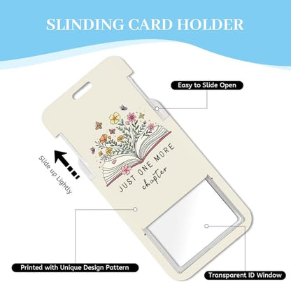 Hancynir Book Floral Cute Lanyards for Id Badges with Retractable Reel Clip - color: Book Floral