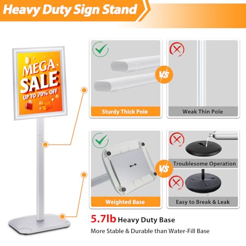 Sign Holder Stand 8.5x11 Inch, Heavy Duty Pedestal Floor Sign Stand - color: Silver, size: 8.5x11 in