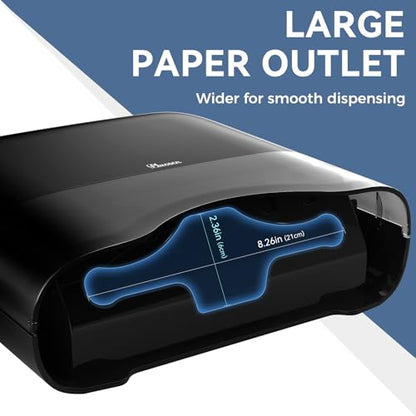 Commercial Paper Towel Dispenser Wall Mount Adhesive 250+ Multifold Trifold c-Fold Folded Hand Towel Dispenser for Bathroom 12" L x 3.8" W x 11.9" H - color: Black
