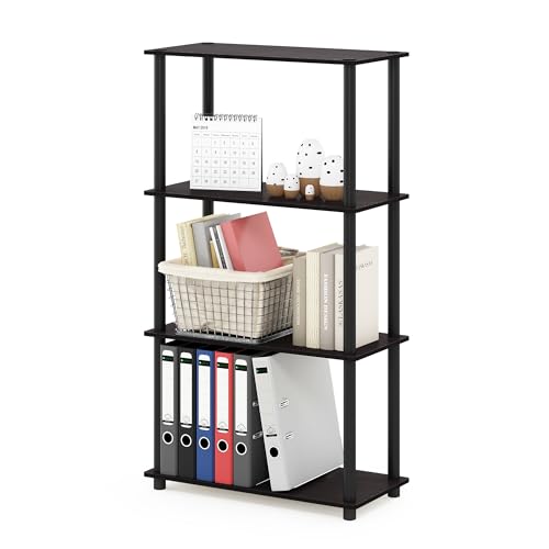 Furinno Turn-N-Tube Toolless 4-Tier Storage Shelves, Walnut - color: Dark Walnut, size: 4-Tier Round Tube