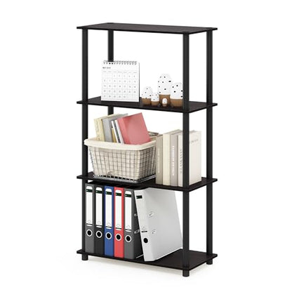 Furinno Turn-N-Tube Toolless 4-Tier Storage Shelves, Walnut - color: Dark Walnut, size: 4-Tier Round Tube