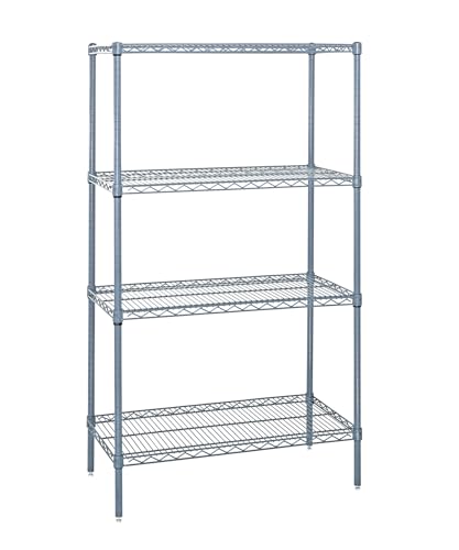 Quantum Storage Systems WR86-2436GY Wire Shelving 4 Shelf Wire Starter Units, 24" x 36" x 86", Gray Epoxy - color: Gray Epoxy, size: 86H x 36W x 24D