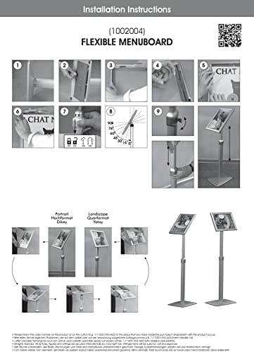 M&T Displays Pedestal Sign Holder Free Floor Standing Aluminum Heavy Duty Front Loading Snap Open Frame Adjustable Height Menu Poster Advertising Display Vertical Horizontal (Silver, 18x22 inch)