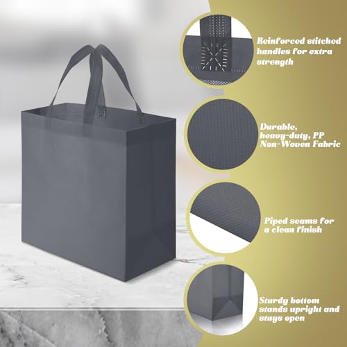 30 Pcs Reusable Tote Bag Bulk with Handle - color: Gre