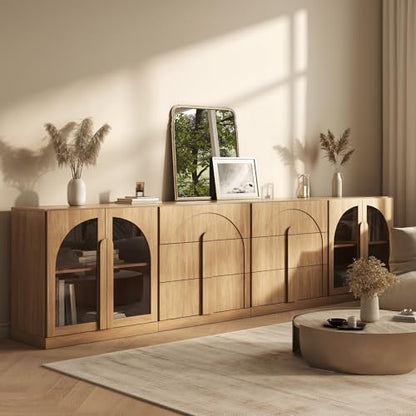 BELLEZE Bijou 4-Piece Modular Sideboard Buffet Cabinet - Camel - color: Bijou Camel Aacc