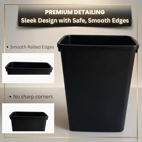 44-Quart Plastic Black Trash Can, 11-Gallon, Durable Garbage Bin - color: Black, size: Single-Bin