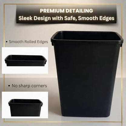 44-Quart Plastic Black Trash Can, 11-Gallon, Durable Garbage Bin - color: Black, size: Single-Bin