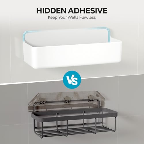Nieifi Adhesive Shower Shelves, White, 2 Pieces - color: White, size: 2 pieces