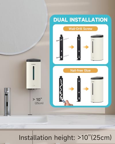 AIKE Automatic Liquid Soap Dispenser,25oz Capacity for Bathroom,Mattewhite - color: Off White