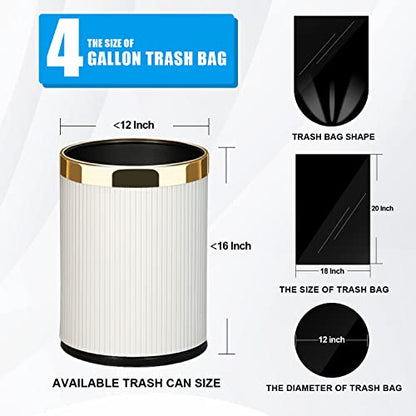 FORID Small Black 4 Gallon Trash Bags, 110 Count, Unscented, Durable PE Material, Leak-proof, Fits 11.3" Diameter Cans, Ideal for Bathroom, Kitchen, Office - size: 4 Gal (110 Count)