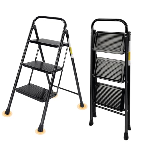 Valeo 3 Step Ladder, Folding Step Stool with Wide Anti-Slip Pedal - style: 3 Step