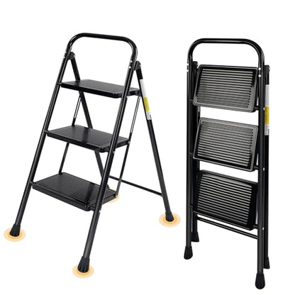 Valeo 3 Step Ladder, Folding Step Stool with Wide Anti-Slip Pedal - style: 3 Step