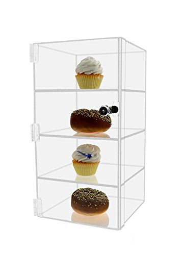 Marketing Holders Acrylic Locking Vertical Cabinet with Keys 8" x 8" x 16" Clear Countertop Hinged Swing Door Locker for Retail Products and Convenience Stores Merchandise - size: 8"W x 8"D x 16"H