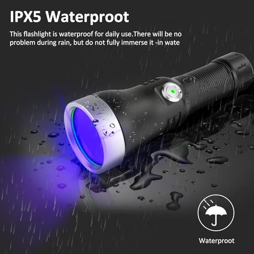 365nm UV Black Mirror Flashlight Rechargeable Detector for Blood Tracking