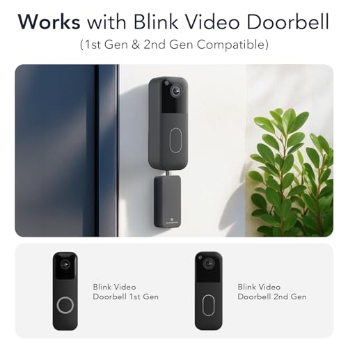 Wasserstein Doorbell Chime Compatible with Blink Video Doorbell (1st Gen & 2nd Gen) - Complete Blink Doorbell Chime Kit - Wired Transmitter with Doorbell Receiver (1-Pack, Black)
