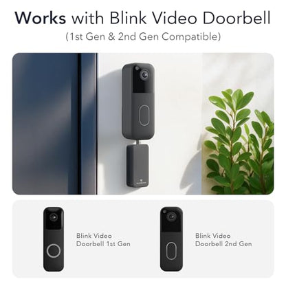 Wasserstein Doorbell Chime Compatible with Blink Video Doorbell (1st Gen & 2nd Gen) - Complete Blink Doorbell Chime Kit - Wired Transmitter with Doorbell Receiver (1-Pack, Black)