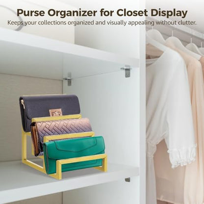 2 Pack Purse Organizer for Closet, 3 Tier Gold Metal Display Stand