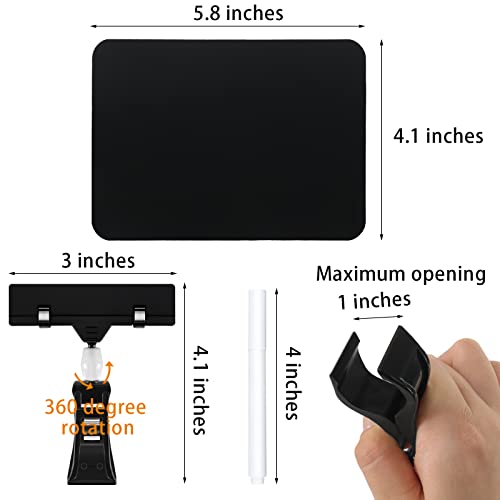 8 Pack Rotating Clip Pop Swivel Sign Rotatable Holding Clamp Sign Holder, Plastic Merchandise Sign Display Clip Holder with 2 Chalk Markers for Food, Store Signs Displays, black