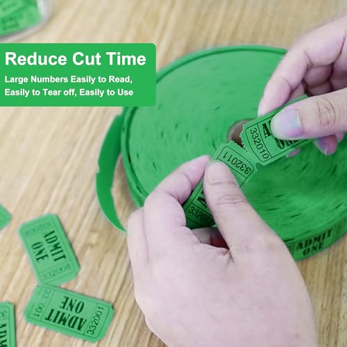 LLIKED 2000 Green Raffle Tickets 1" x 2" Admit One Single Roll - size: 2000 Green