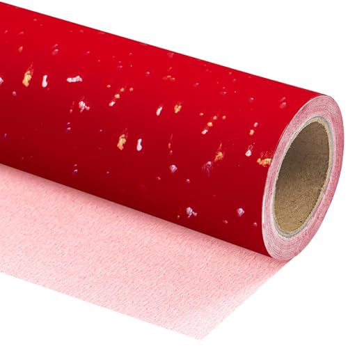 WRAPAHOLIC Red Wrapping Paper Roll - Mini Roll - 17 Inch x 16.5 Feet - Gold Red Christmas Wrapping Paper with Silky Touch Perfect for Christmas, Birthday, Wedding, Baby Shower, Holiday - color: Red, size: 17 inch x 16.5 feet