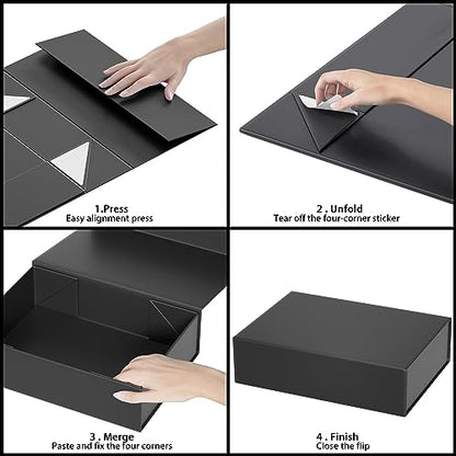 Black Gift Boxes 11.9" x 8.5" x 3.3",Magnetic Closure Gift Box for Presents - color: Black/5PCS