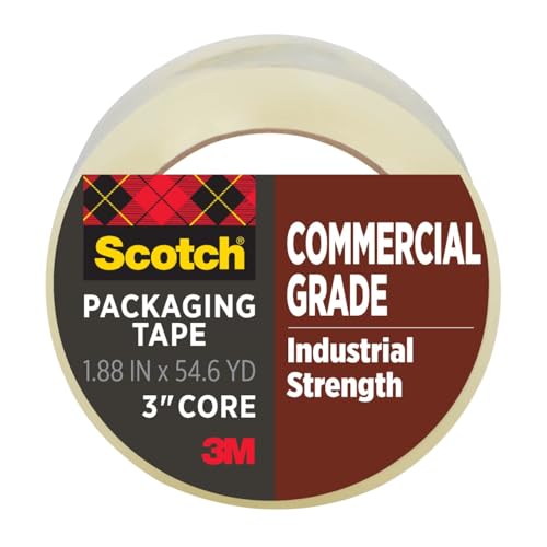 Scotch Commercial-Grade Heavy Duty Packaging Tape 6-Pack – 1.88″ x 54.6 yd Rolls (3″ Core) for Packing, Shipping, Mailing & Moving Boxes, Clear, Strong Hot-Melt Adhesive, Guaranteed to Stay Sealed