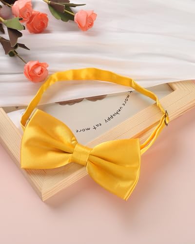 AWAYTR Bow Ties for Men - Pre-Tied Adjustable Tuxedo Style for Wedding - color: Golden Yellow