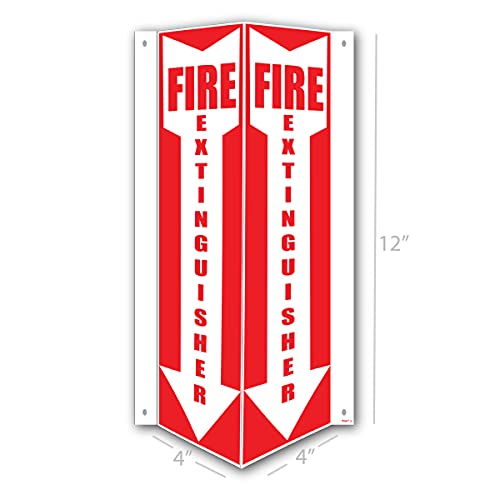 3D Fire Extinguisher Sign | 12 x 4 x 4 Inch Fire Projection Wall Sign | Pre-Drilled Mounting - size: 12"x 4"x 4"