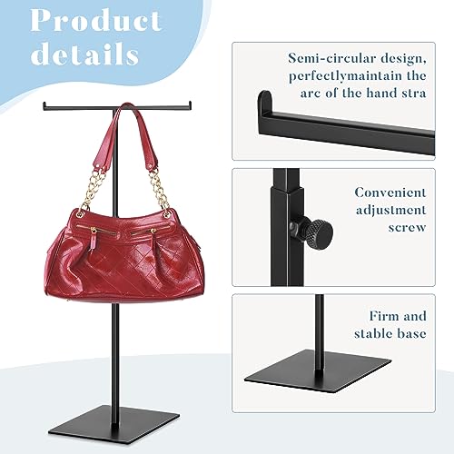 Leinuosen 4 Pcs Tabletop Purse Display Stand Metal T Bar Display - color: Black