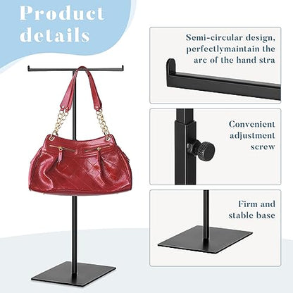Leinuosen 4 Pcs Tabletop Purse Display Stand Metal T Bar Display - color: Black