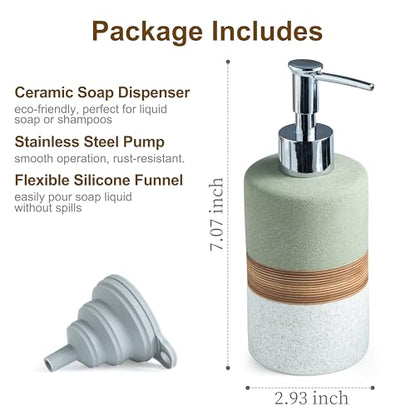 Ceramic Dish Soap Dispenser for Bathroom Shower Hand Soap Dispenser - color: Green and White, size: 1xSoap Dispenser
