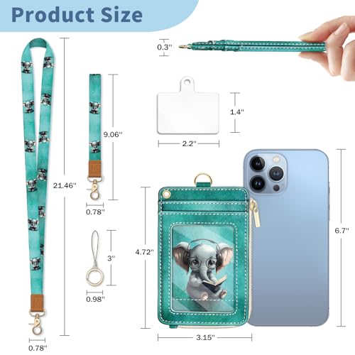 Elephant Lanyard Wallet with Id Badge Holder Keychain Card Women - color: Elephant